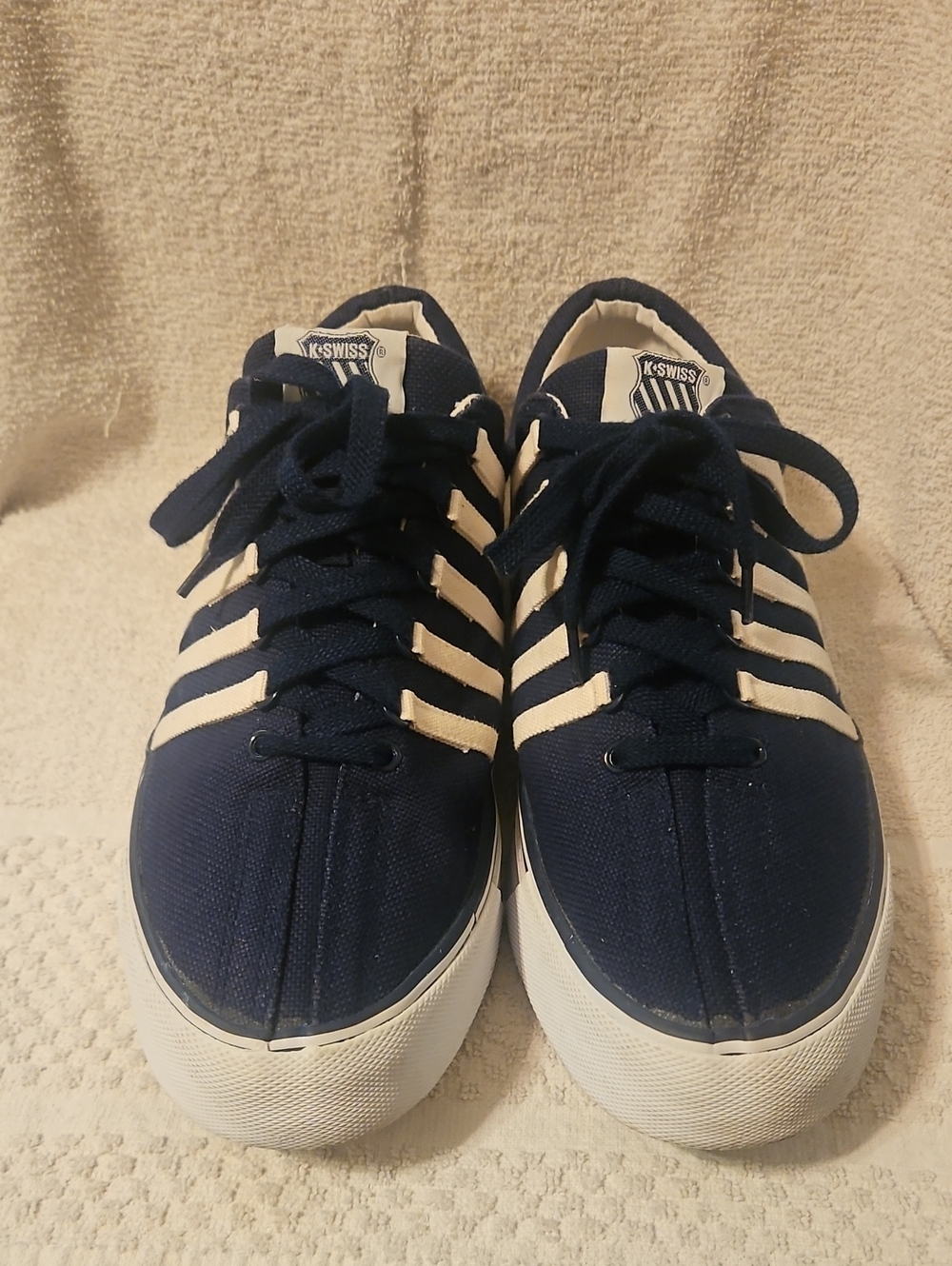 K-Swiss Men's Navy and White Canvas Low-Top Sneakers